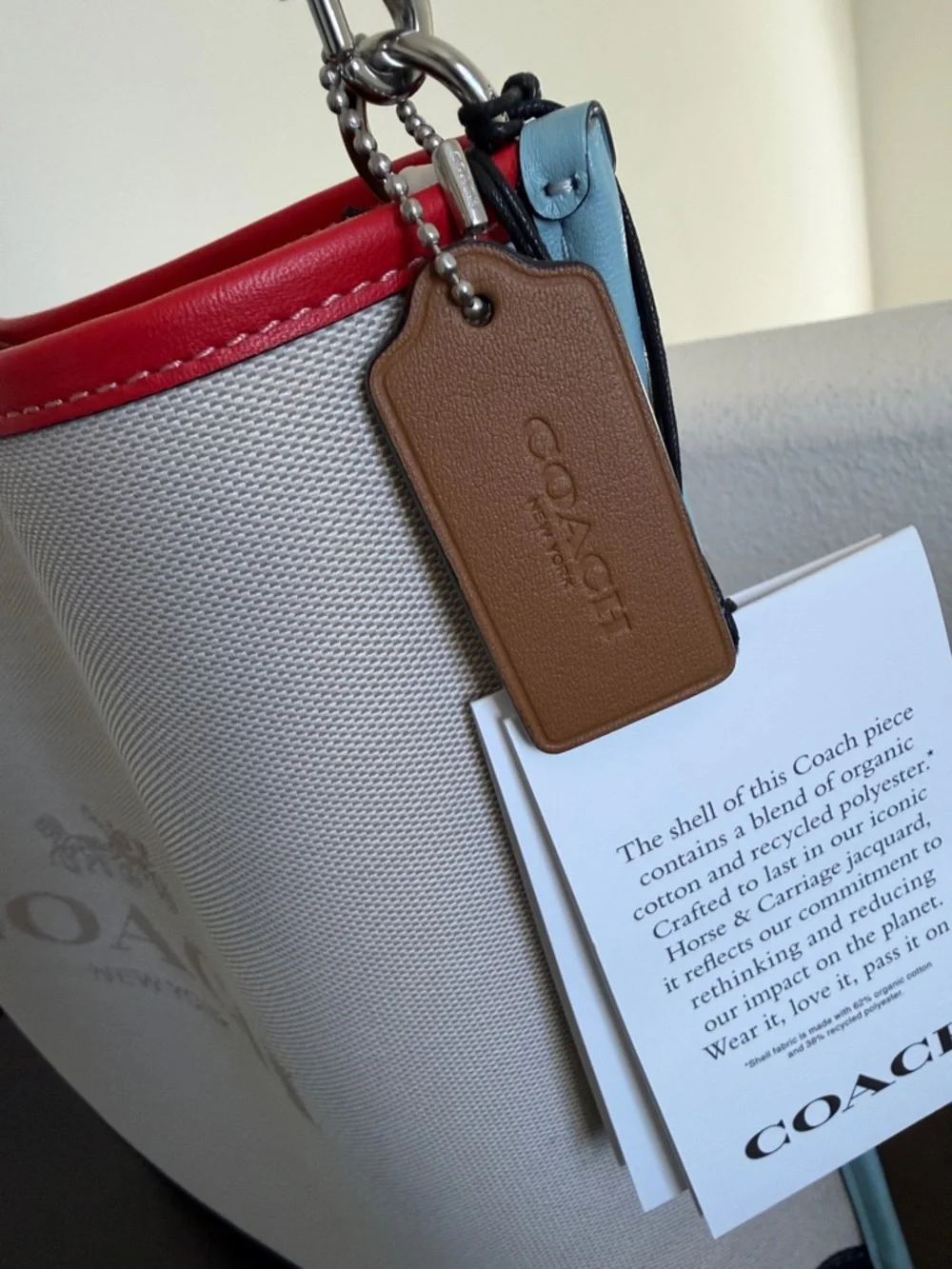 NWT Coach Colorblock Canvas Mollie Bucket Bag — Cream, Red, Navy & Yellow.